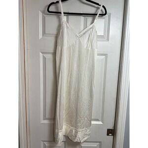 Lorraine Vintage Ivory Nylon Lace Trim Slip Dress Tall 38 Modest